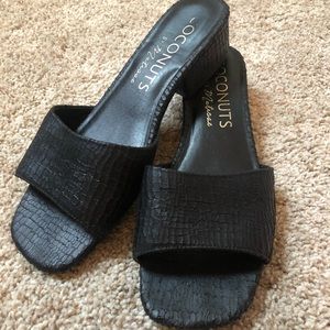 Black slip on sandals
